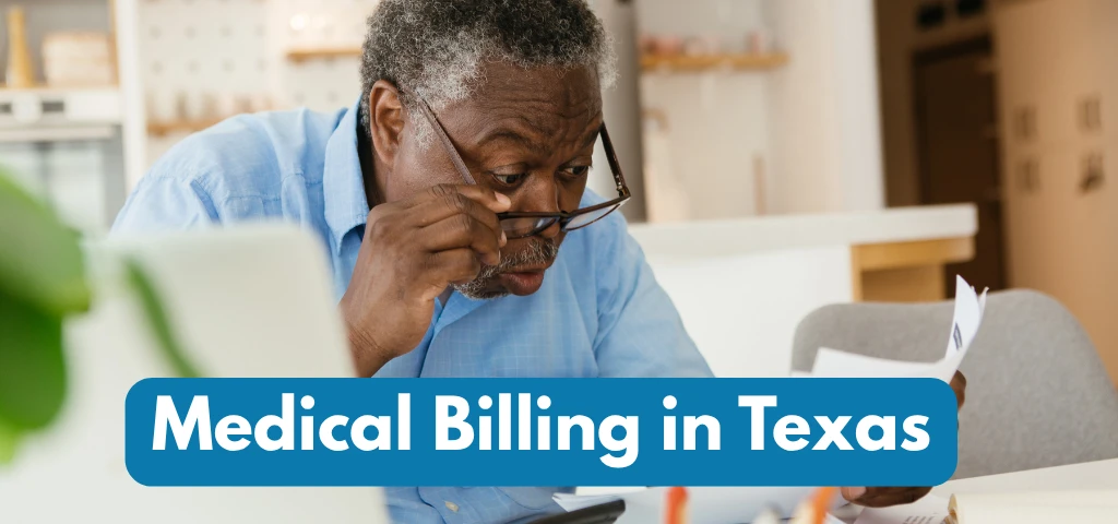 A physician reviewing complex medical billing documents in Texas — why billing in Texas is harder than any other state